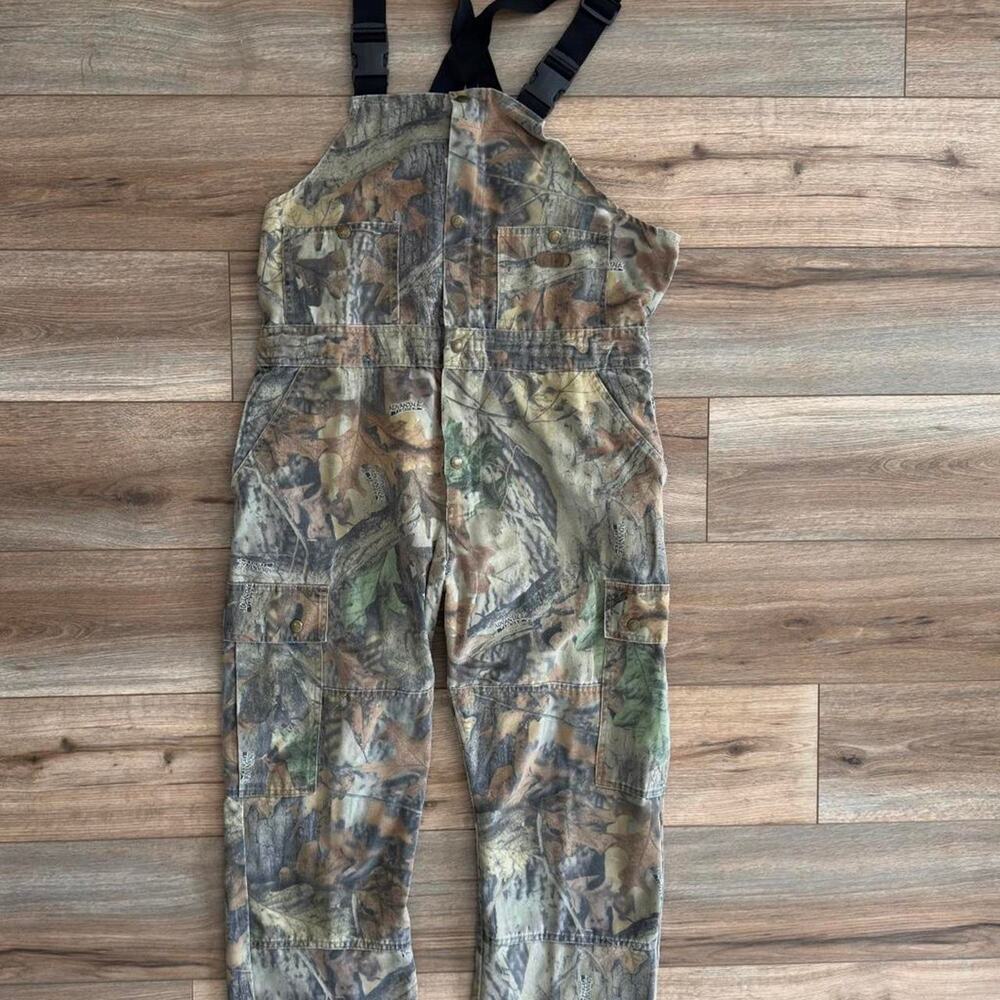 True VTG  90’s Cabela’s Realtree Advantage Timber Camo Bib Overalls Size- Large